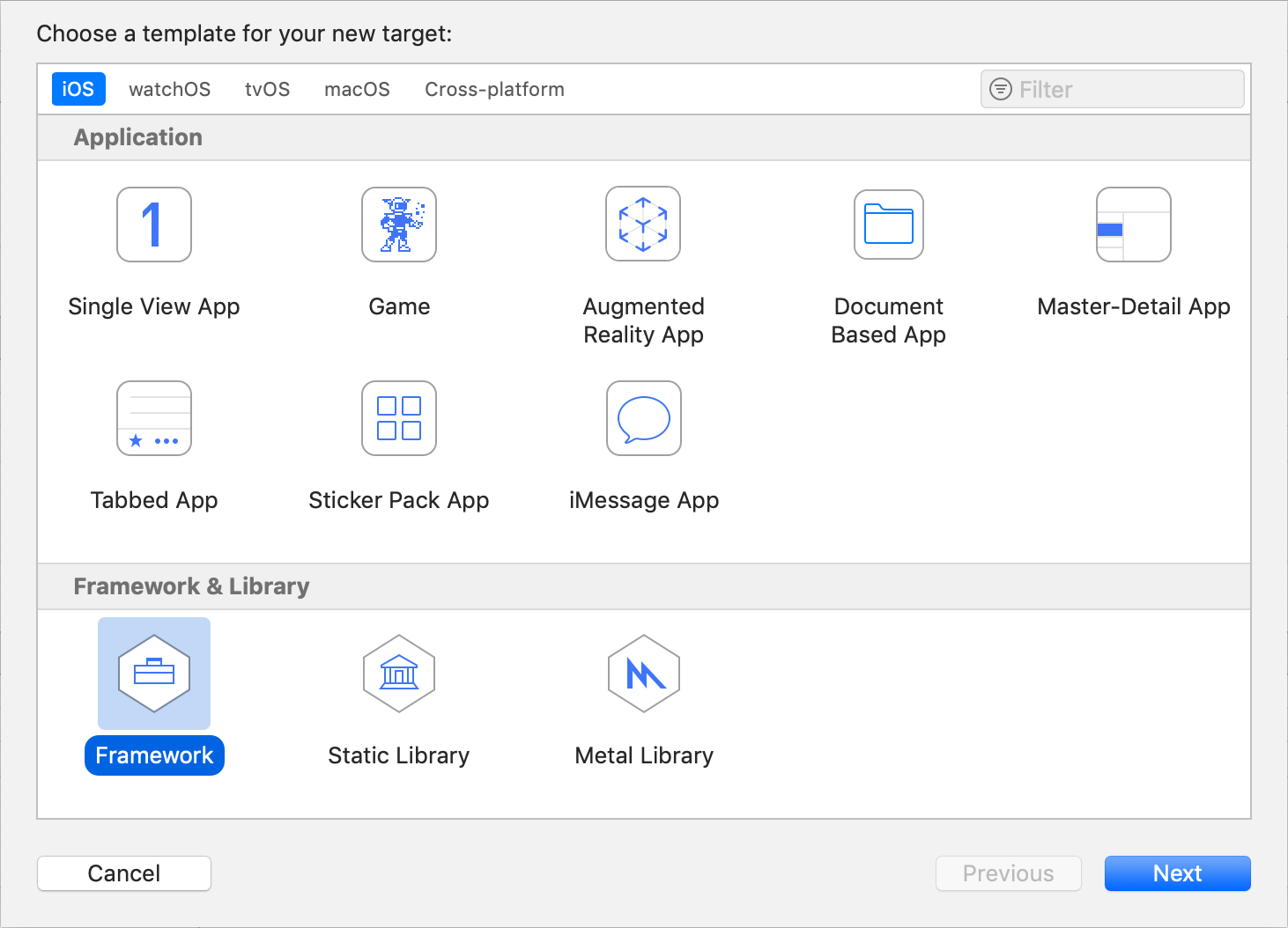 Adding a new Framework target