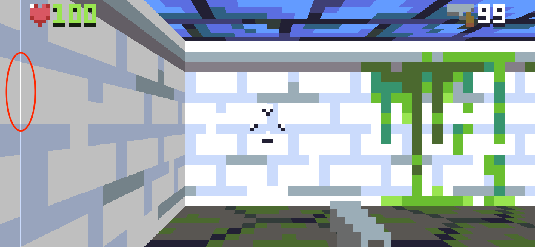 Lighting glitch along the edge of a wall tile