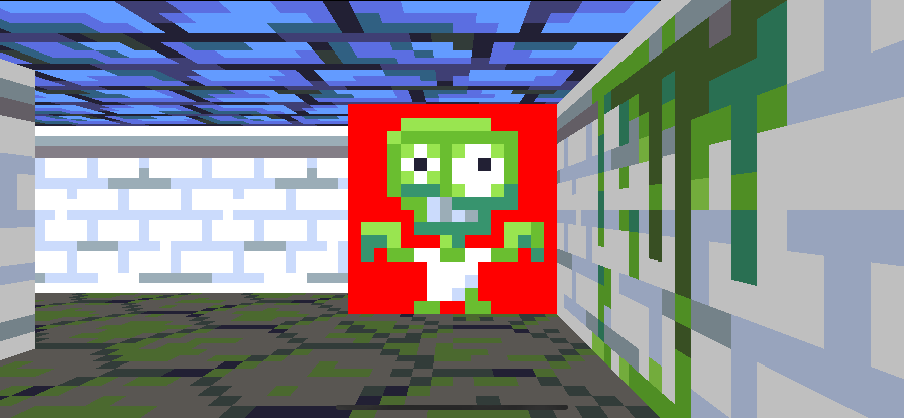 Monster sprite with red background